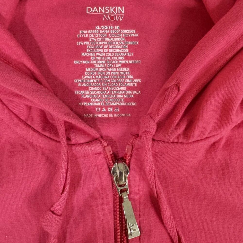 Danskin Now Women's XL 16-18 Pink Full Zip Hoodie Activewear Jacket